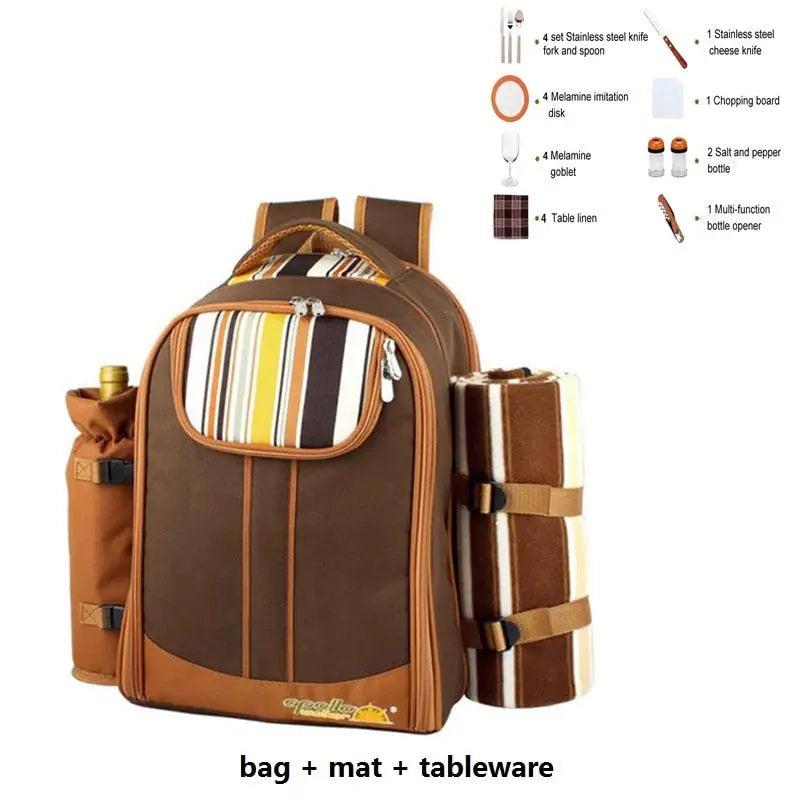 Backpack Cooler With Blanket - Brown