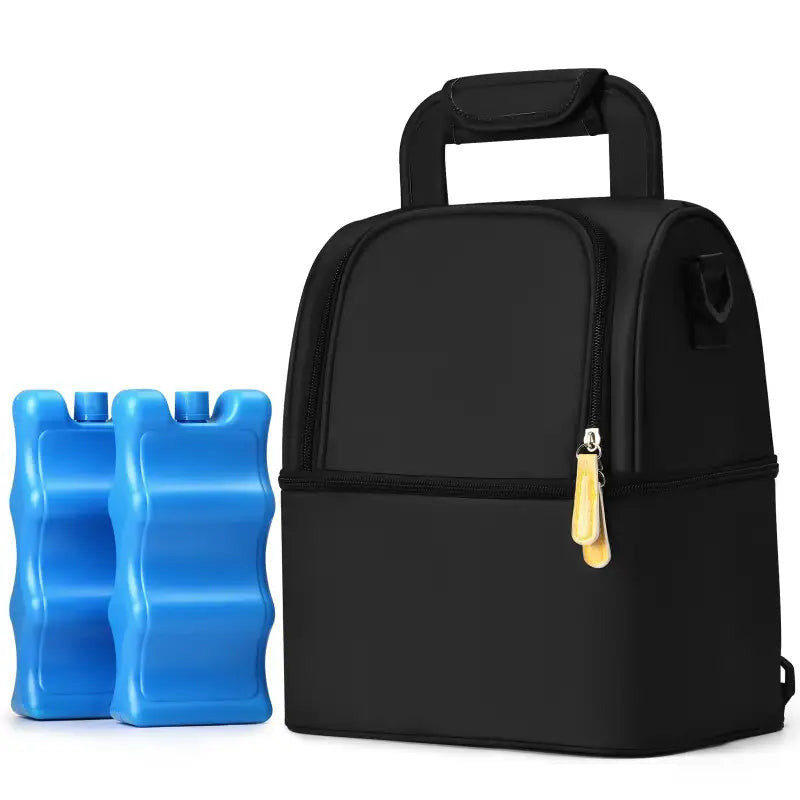 Backpack cooler with ice pack - Black Round Zipper