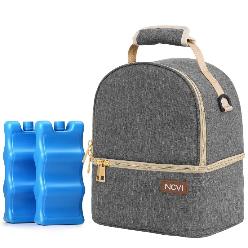 Backpack cooler with ice pack - Gray Round Zipper