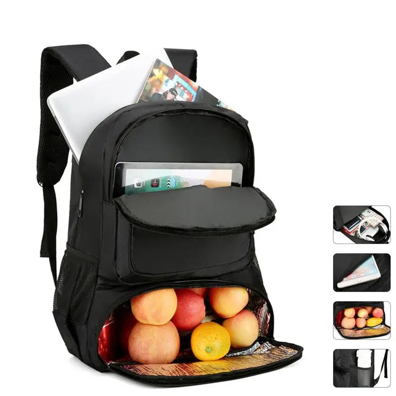 Backpack cooler with lunch box