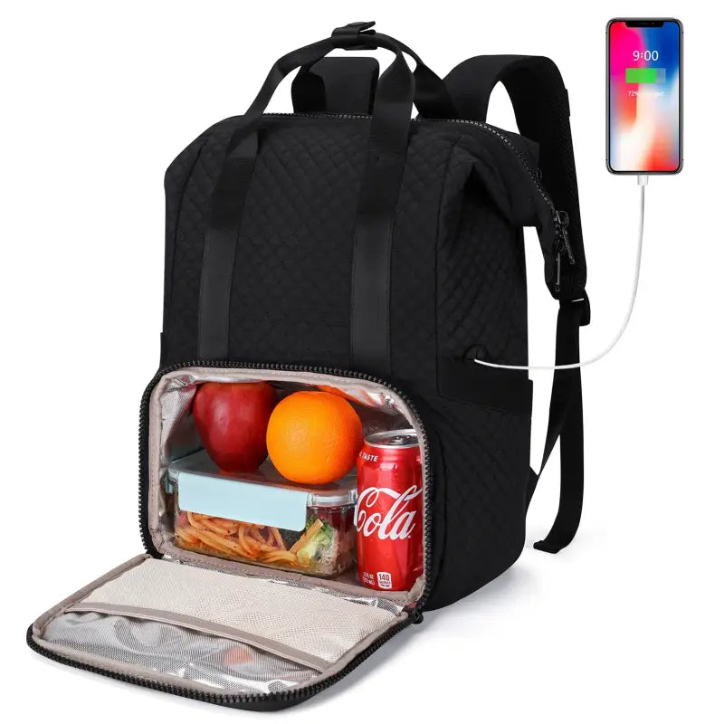 Backpack Cooler With Phone Charger - Black