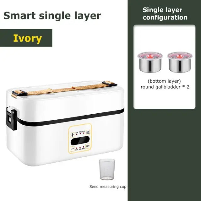 Bento Box Heated - B White Single Layer