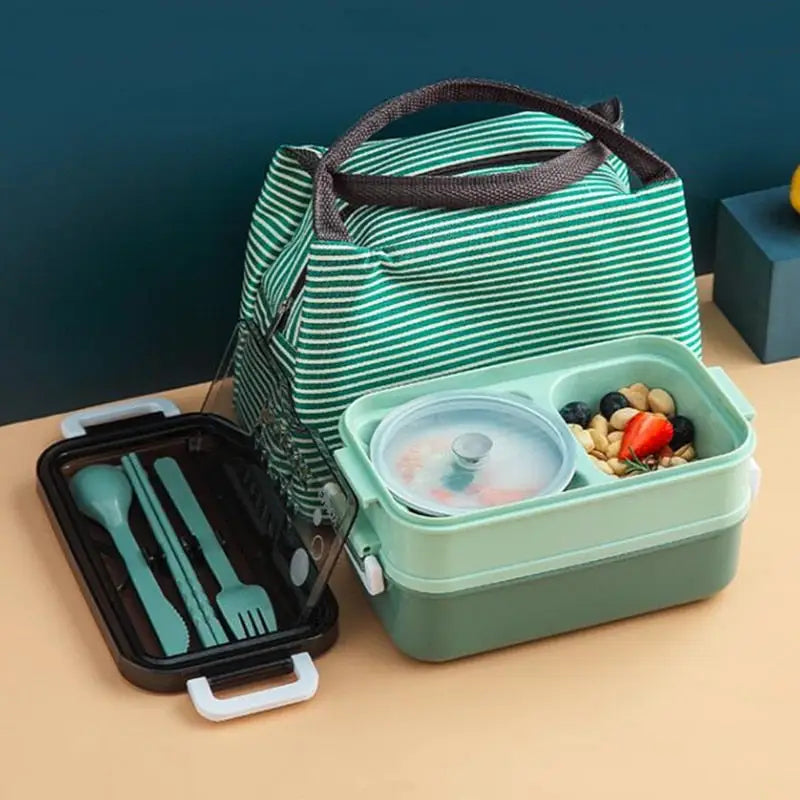Bento Box with Accessories - Green with Bag