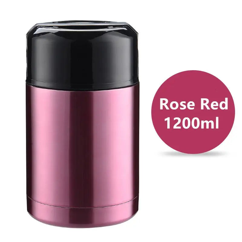Bento Box with Thermos - 1200ml Rose Red
