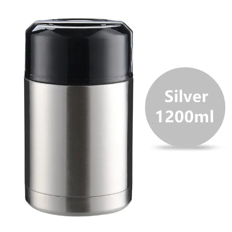 Bento Box with Thermos - 1200ml Silver