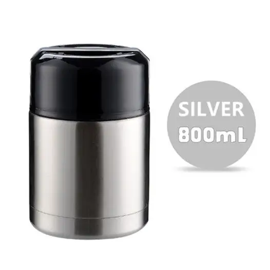 Bento Box with Thermos - 800ml Silver