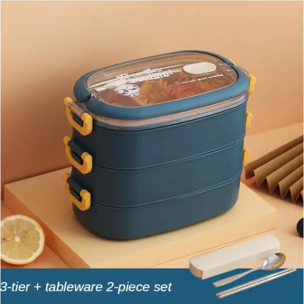 Bento Lunch Box - Blue Three-Layer