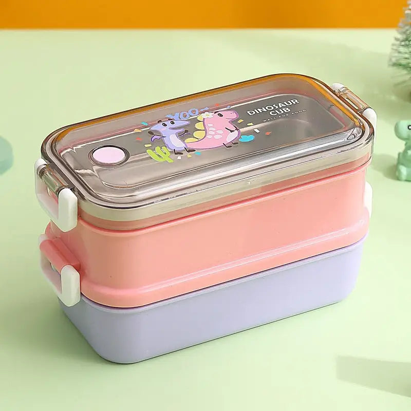 Bento Style Lunch Box - Double Pink