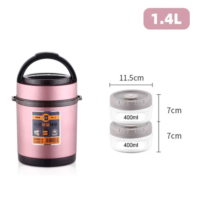 Bento With Thermos - Pink 1.4L