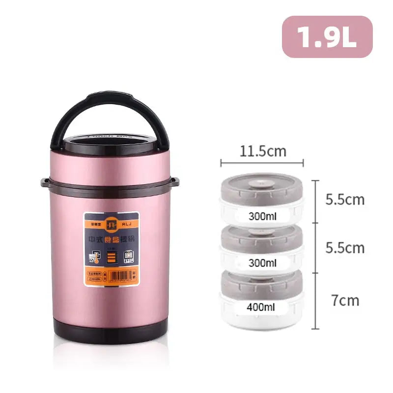 Bento With Thermos - Pink 1.9L
