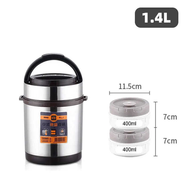 Bento With Thermos - Silver 1.4L