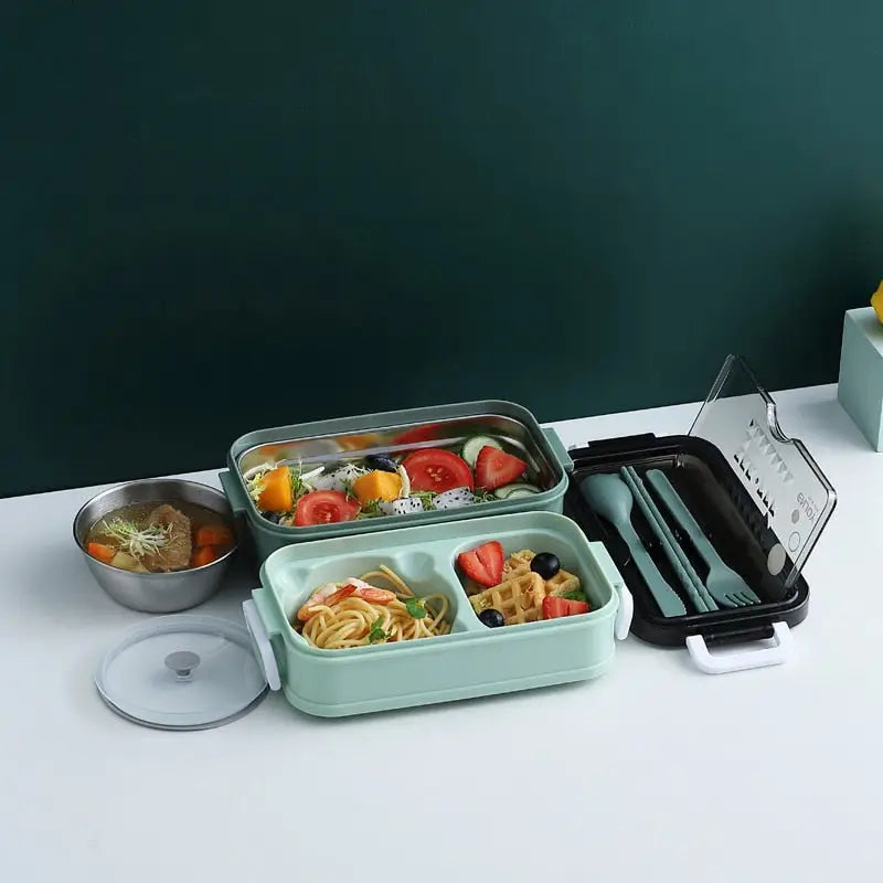 Chinese Lunchbox - Green With Liner and Bowl