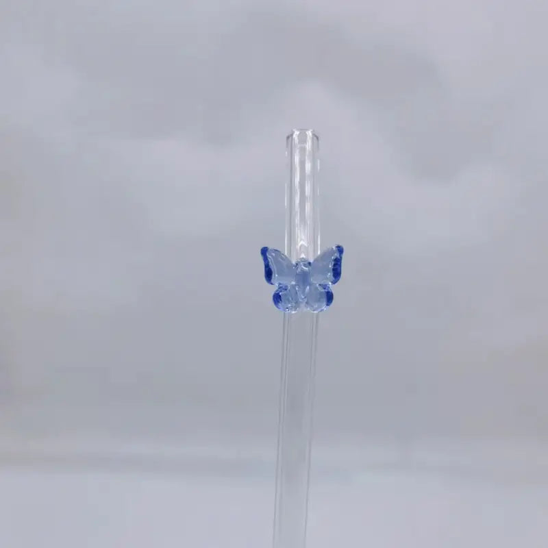 Clear Glass Reusable Straw - Blue