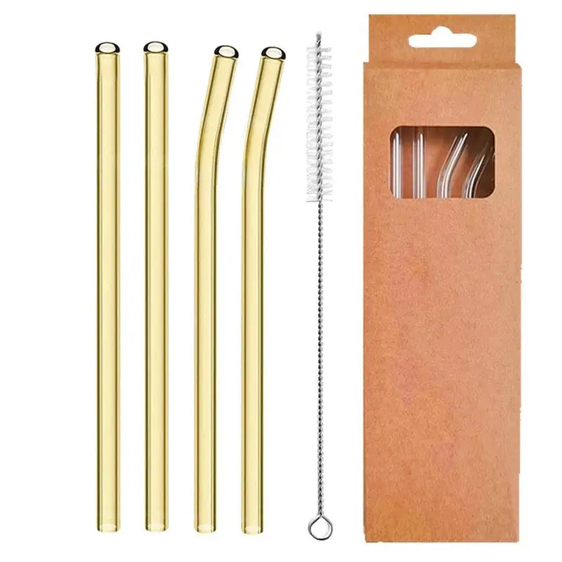 Clear Reusable Straws - Gold