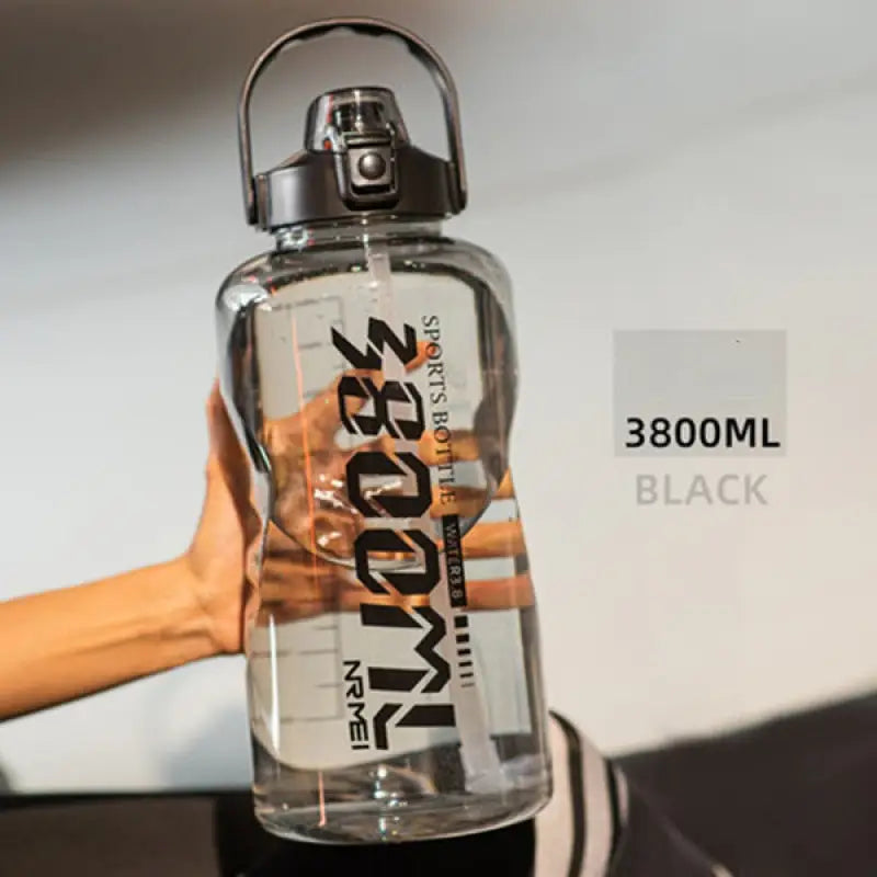Clear Sports Water Bottle - Black-3800ml