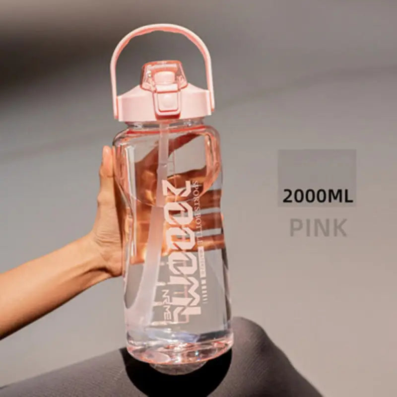 Clear Sports Water Bottle - Pink-2000ml