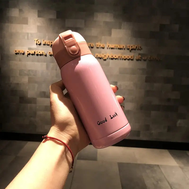 Cute Children Stainless Steel Water Bottle - Pink / 200ml