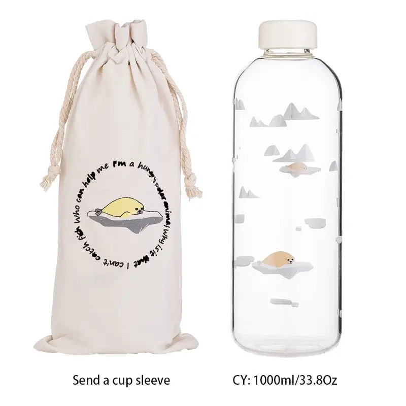 Cute Kids Glass Water Bottle - Seal 1000ml