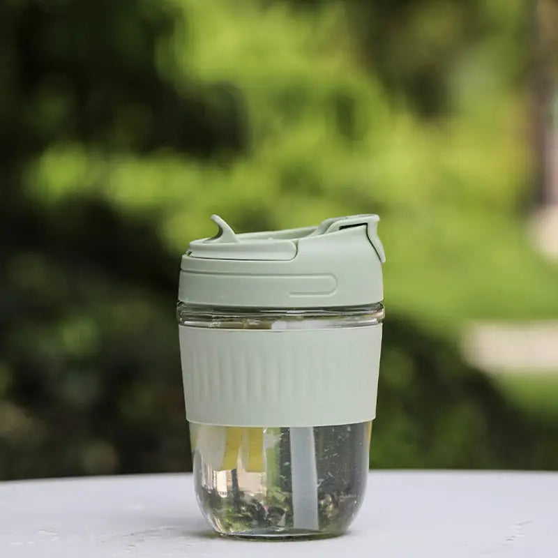 Cute Small Glass Water Bottle - 350ml / Green