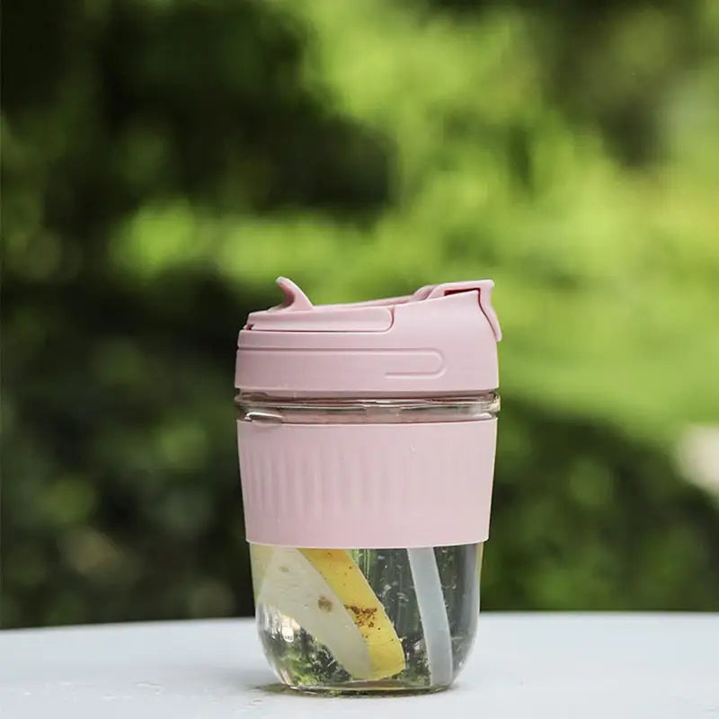 Cute Small Glass Water Bottle - 350ml / Pink