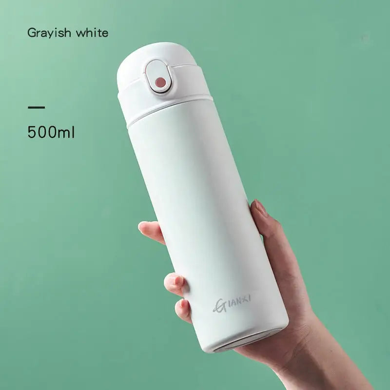Elegant Stainless Steel Water Bottle - White 500ml /