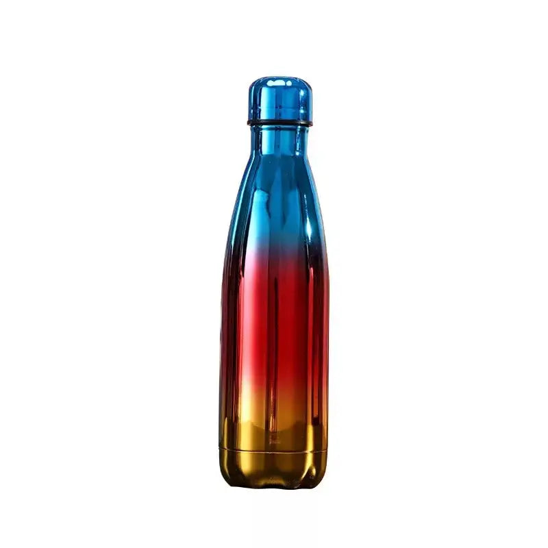Glossy Stainless Steel Water Bottle - Blue Red Gold