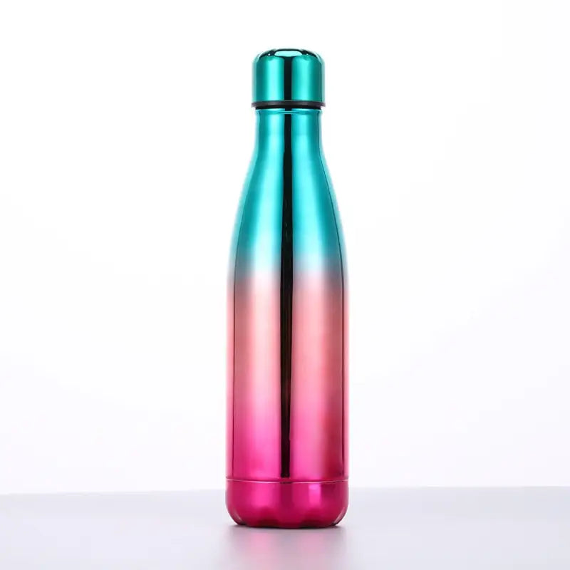 Glossy Stainless Steel Water Bottle - Green Pink