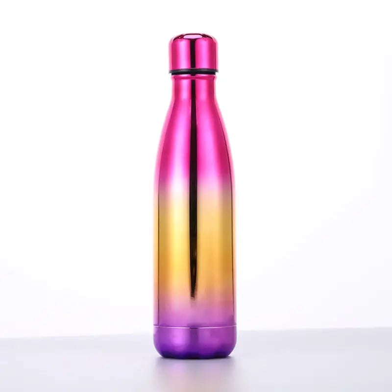 Glossy Stainless Steel Water Bottle - Pink Yellow Purple