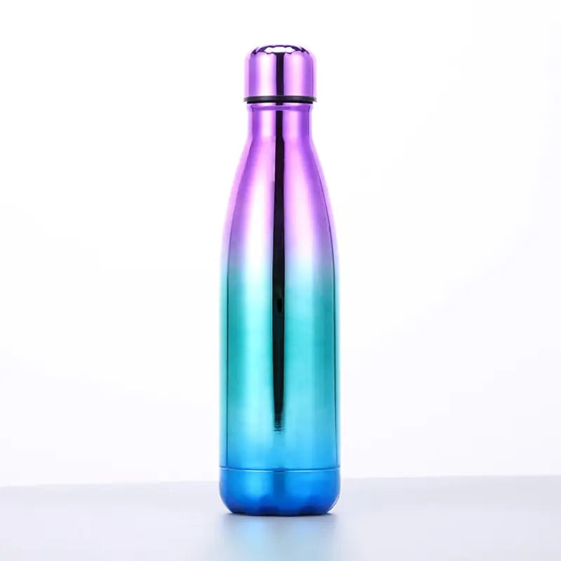 Glossy Stainless Steel Water Bottle - Purple Blue