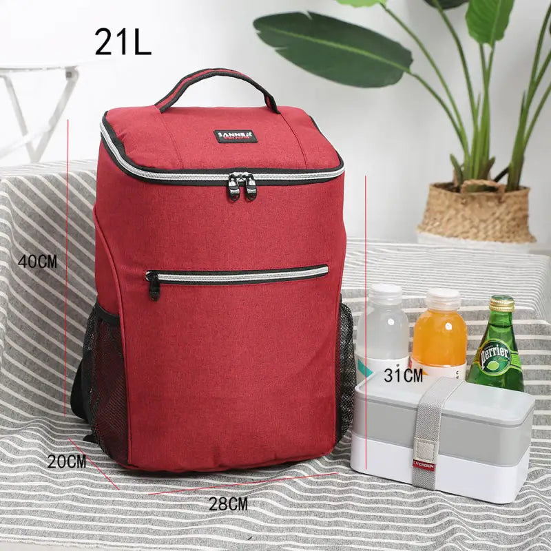 Insulated Backpack with Lunch Box - Red Wine