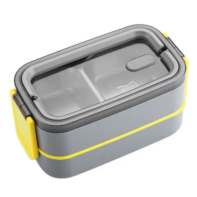 Insulated Bento Lunch Box - Double Layer Grey
