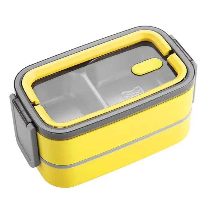 Insulated Bento Lunch Box - Double Layer Yellow
