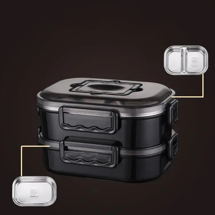 Japanese Bento Lunch Box - Double Layer Black