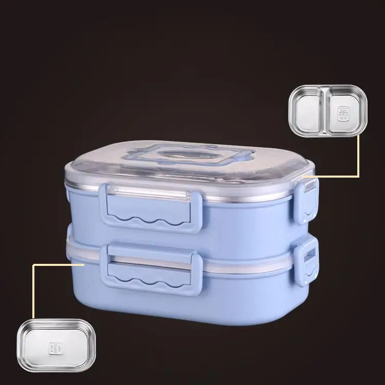 Japanese Bento Lunch Box - Double Layer Blue
