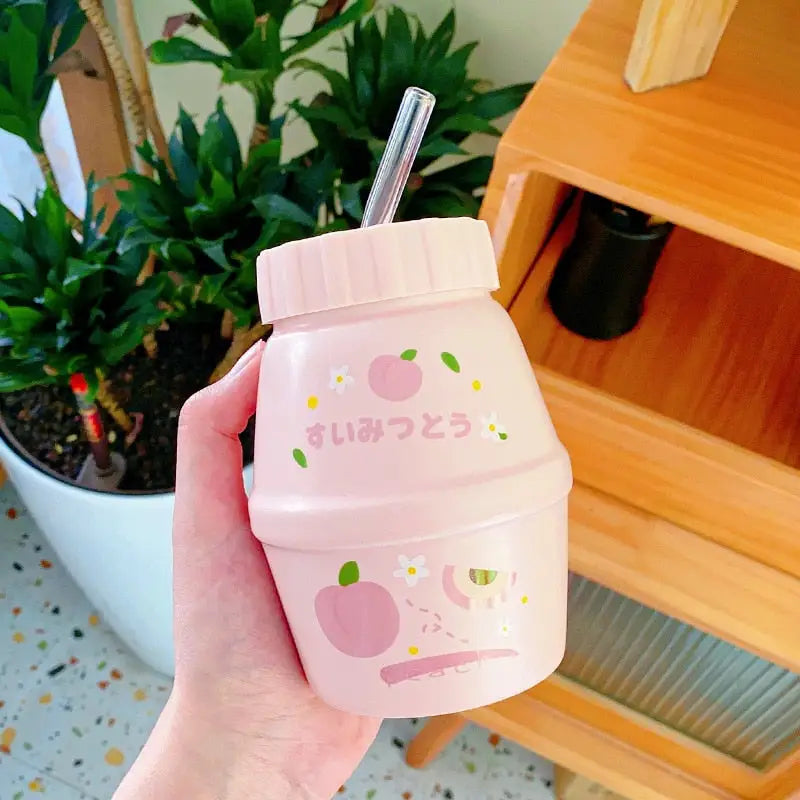 Kids Cute Yogurt Water Bottle - Pink / 480ml