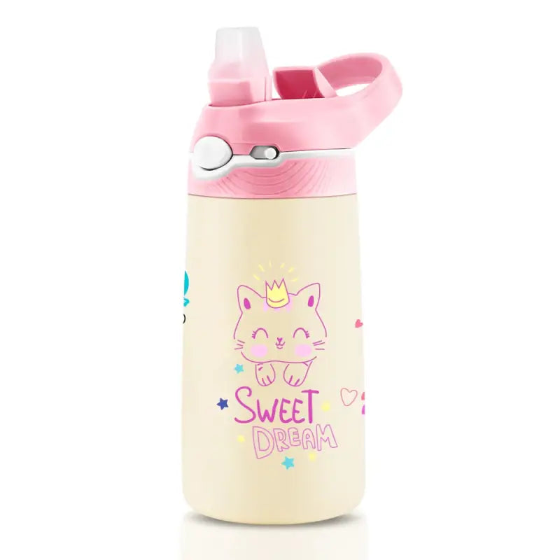 Kids School Stainless Steel Water Bottle - Pink Cat / 400ml