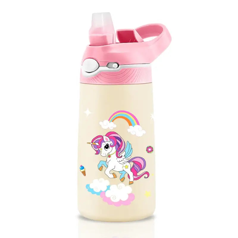 Kids School Stainless Steel Water Bottle - Unicorn White /