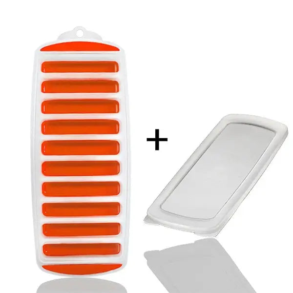 Large Ice Packs for Lunch Boxes - Long Orange W Lid