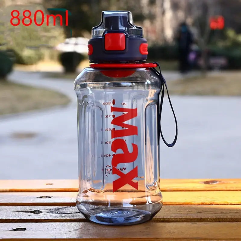 Large Plastic Sports Water Bottle - Blue-880ml