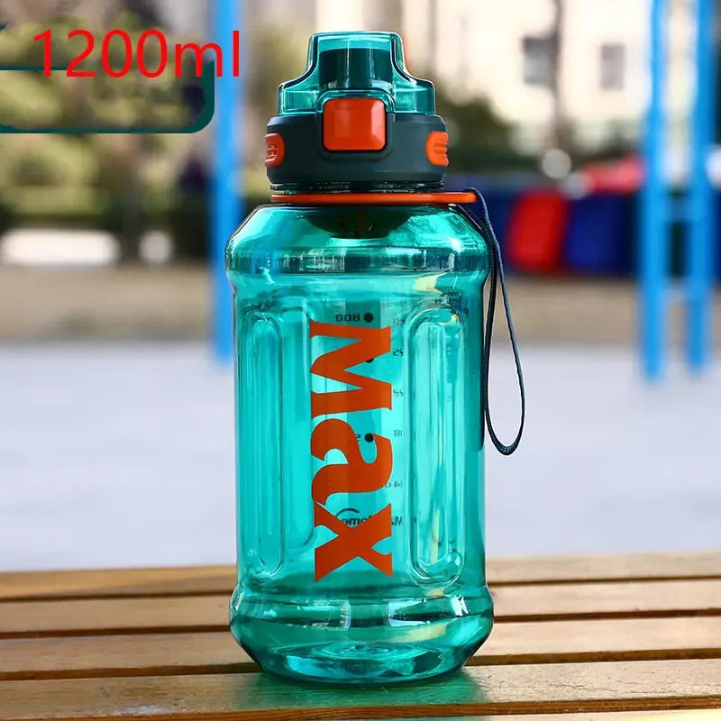 Large Plastic Sports Water Bottle - Green-1200ml