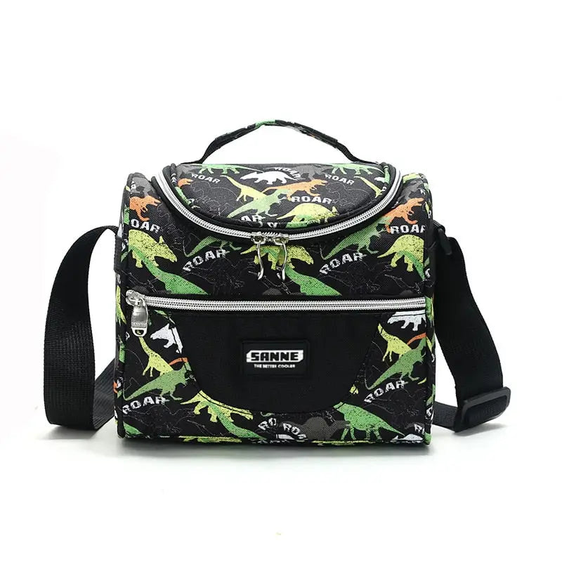 Lunch Bags with Compartments - Green dinosaur