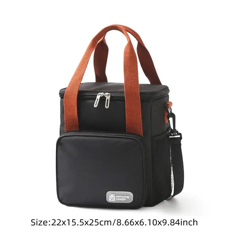 Lunch Bags with Crossbody Strap - Black