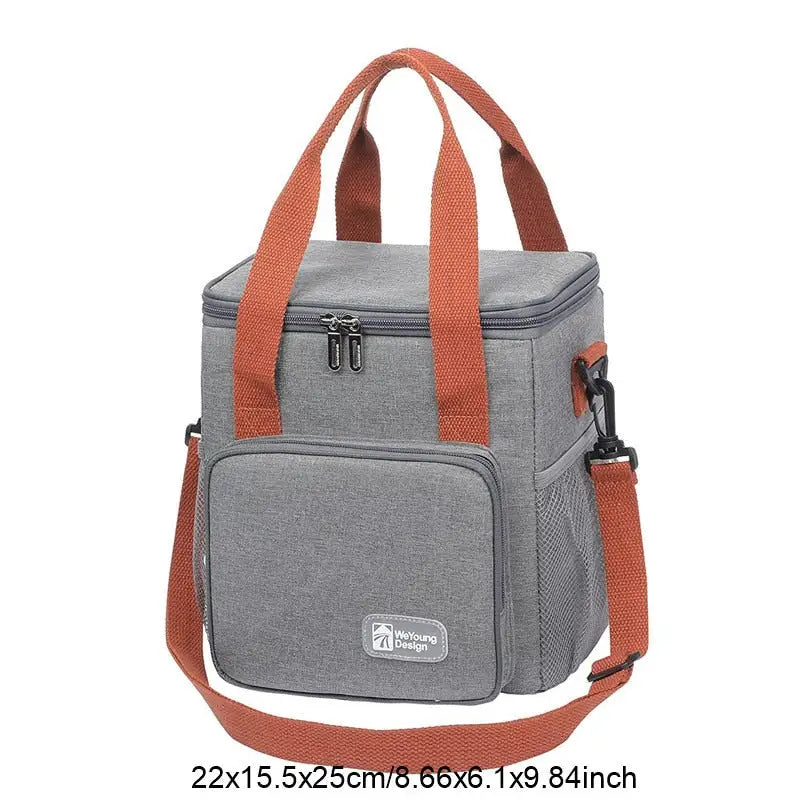 Lunch Bags with Crossbody Strap - Gray