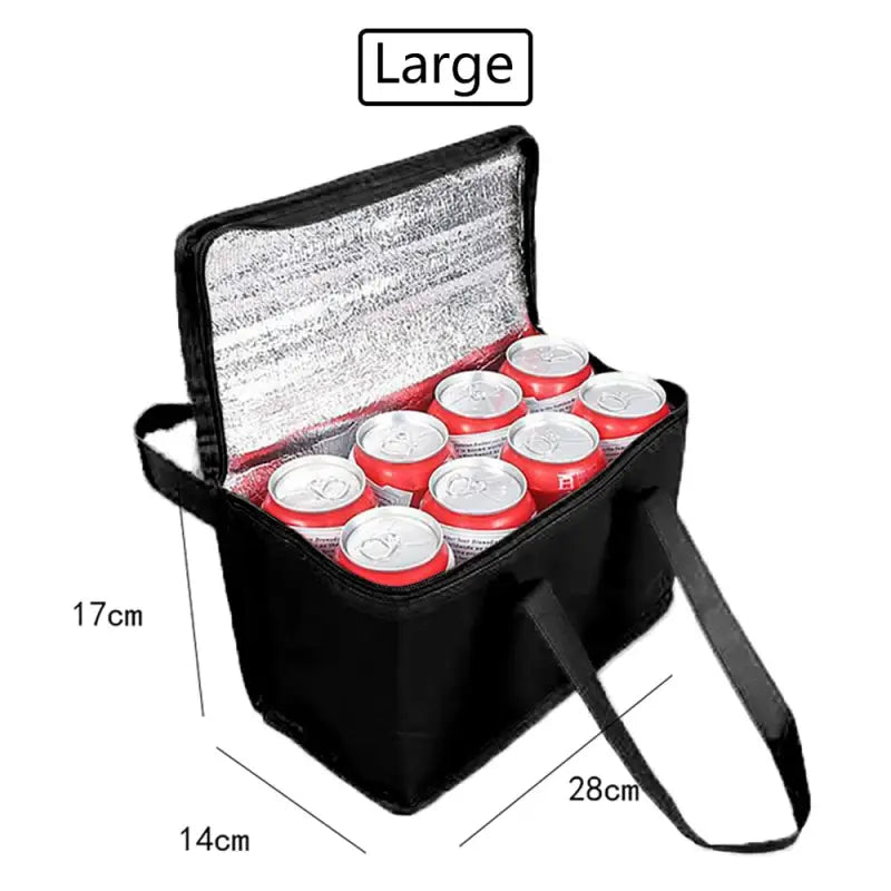 Lunch Bags with Drink Holder - Large Black