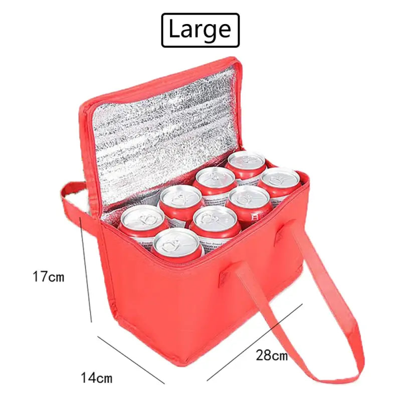 Lunch Bags with Drink Holder - Large Red