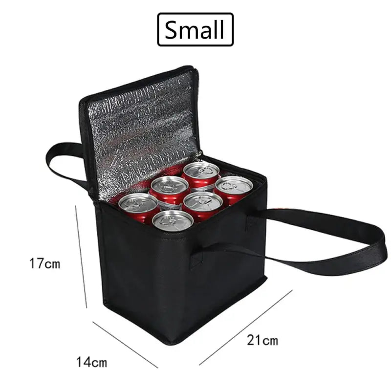 Lunch Bags with Drink Holder - Small Black