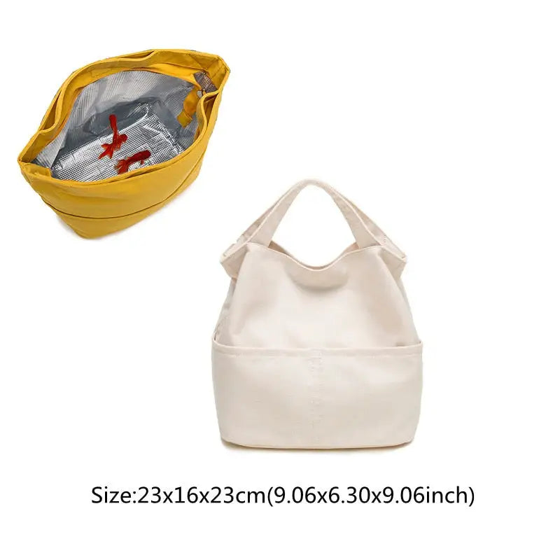 Lunch Bags with External Pocket - Beige