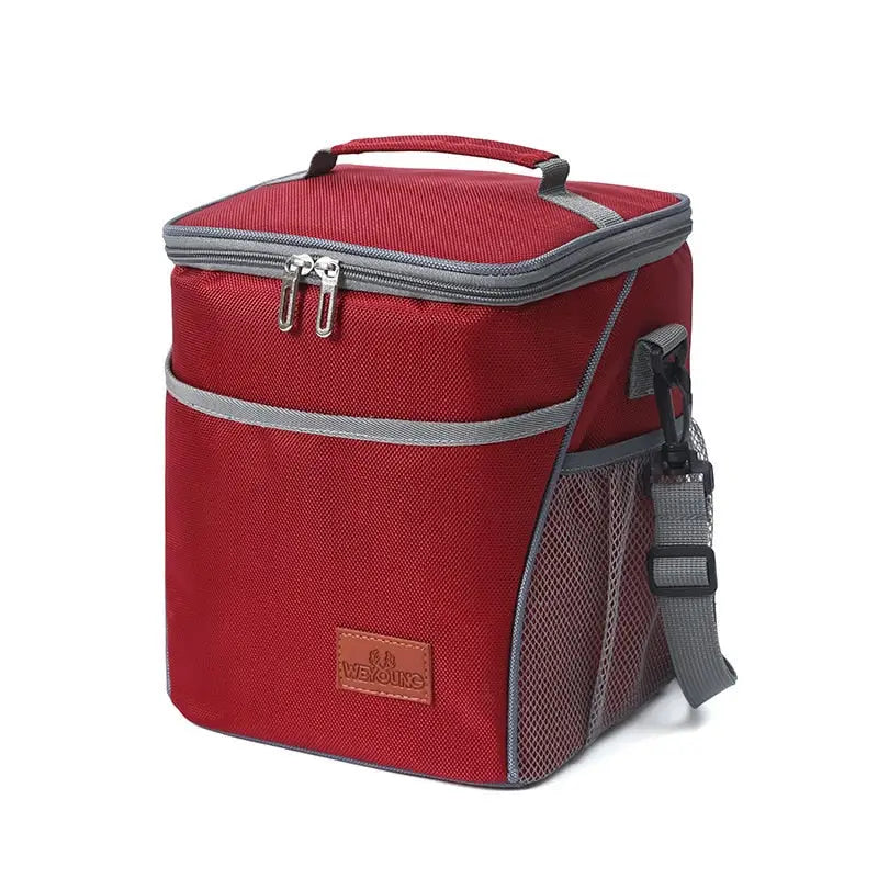 Lunch Bags with Water Bottle Holder - Red
