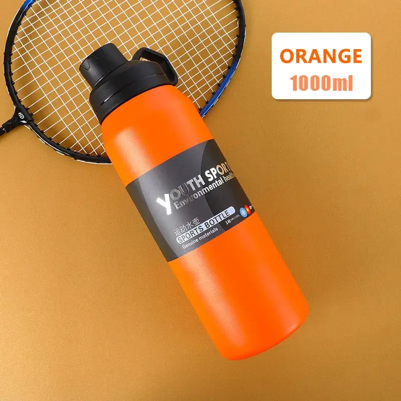 Outdoor Stainless Sports Water Bottle - 1000ml / Orange
