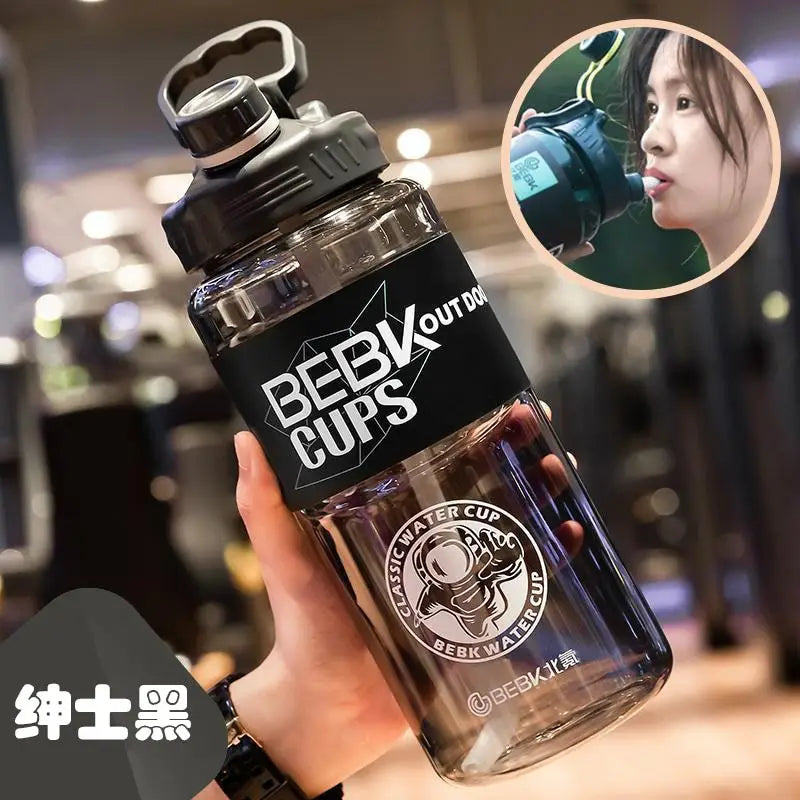 Plastic Sports Water Bottle - 3000ml / Black